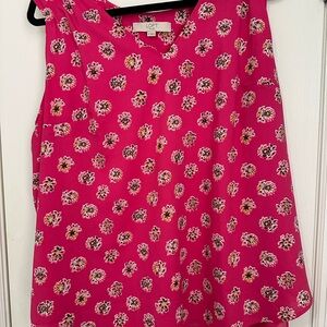LOFT Fuchsia Floral Sleeveless Blouse